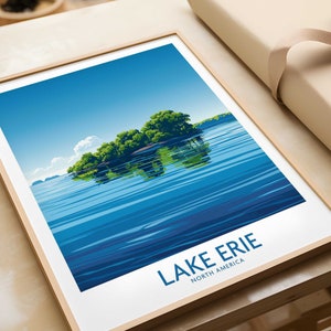 Lake Erie Travel Print - Great Lakes Travel Print Lake Erie Wall Art Poster Gift Home Decor Art Lover Lake Erie Gift Artwork