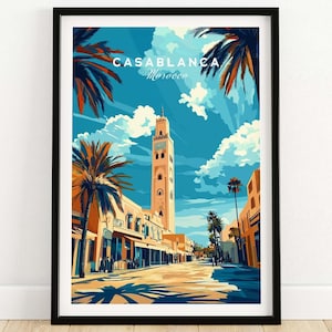 Casablanca Print Casablanca Travel Print Wall Art Casablanca Wall Hanging Home Decor Casablanca Gift Art Lovers  Morocco Wall Art Print
