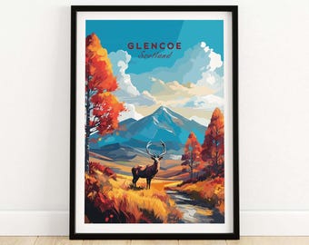 Impresión artística de Glencoe / Póster de viaje / Obra de arte enmarcada y sin enmarcar / Idea de regalo de cumpleaños o aniversario de bodas
