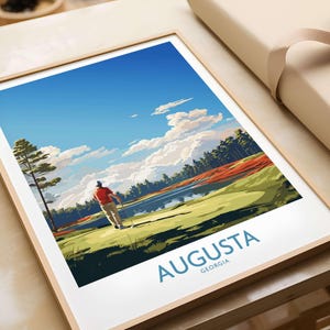 Augusta National Print - The Masters Golf Poster, Vintage Style Wandkunst, Golf Platz Dekor, Sport Erinnerungsstücke Geschenk für Golf Fans
