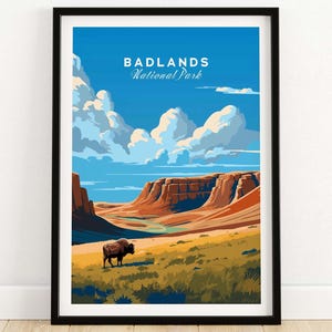 Badlands Poster National Park Print Art Print Travel Print | Home Décor Poster Gift | Digital Illustration Artwork | Birthday Present