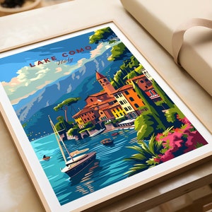 Lake Como Travel Poster Italy Travel Poster Lake Como Artwork Poster Gift Italy Home Decor Lake Como Illustration Art Lover Italy Print