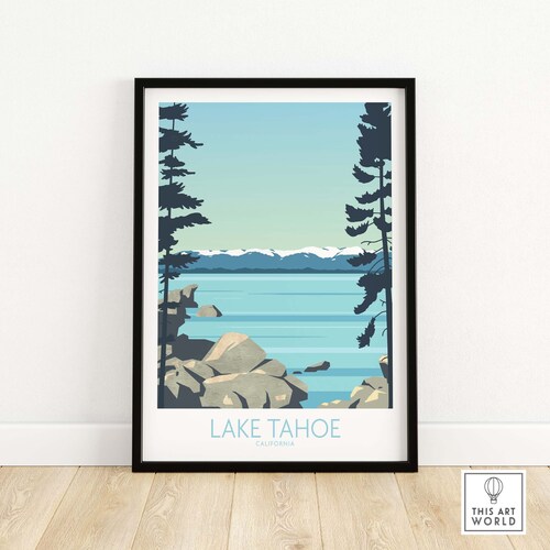 TRAVEL POSTER Lake Tahoe Art Poster Wall Art Lake Tahoe Etsy