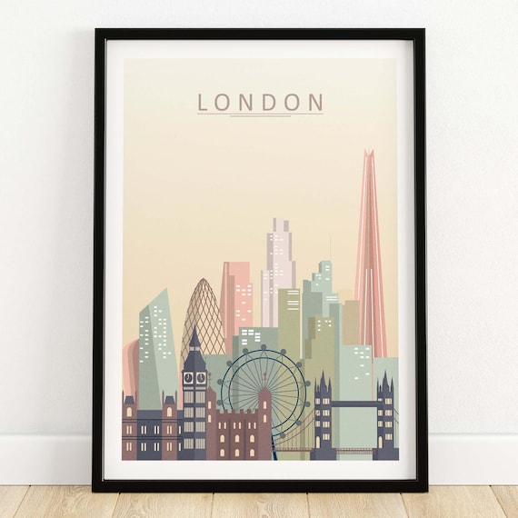 London Print | London Skyline Print | Wall Art Poster | London City Print | London Cityscape Wall Decor | London Gift | London Digital Print
