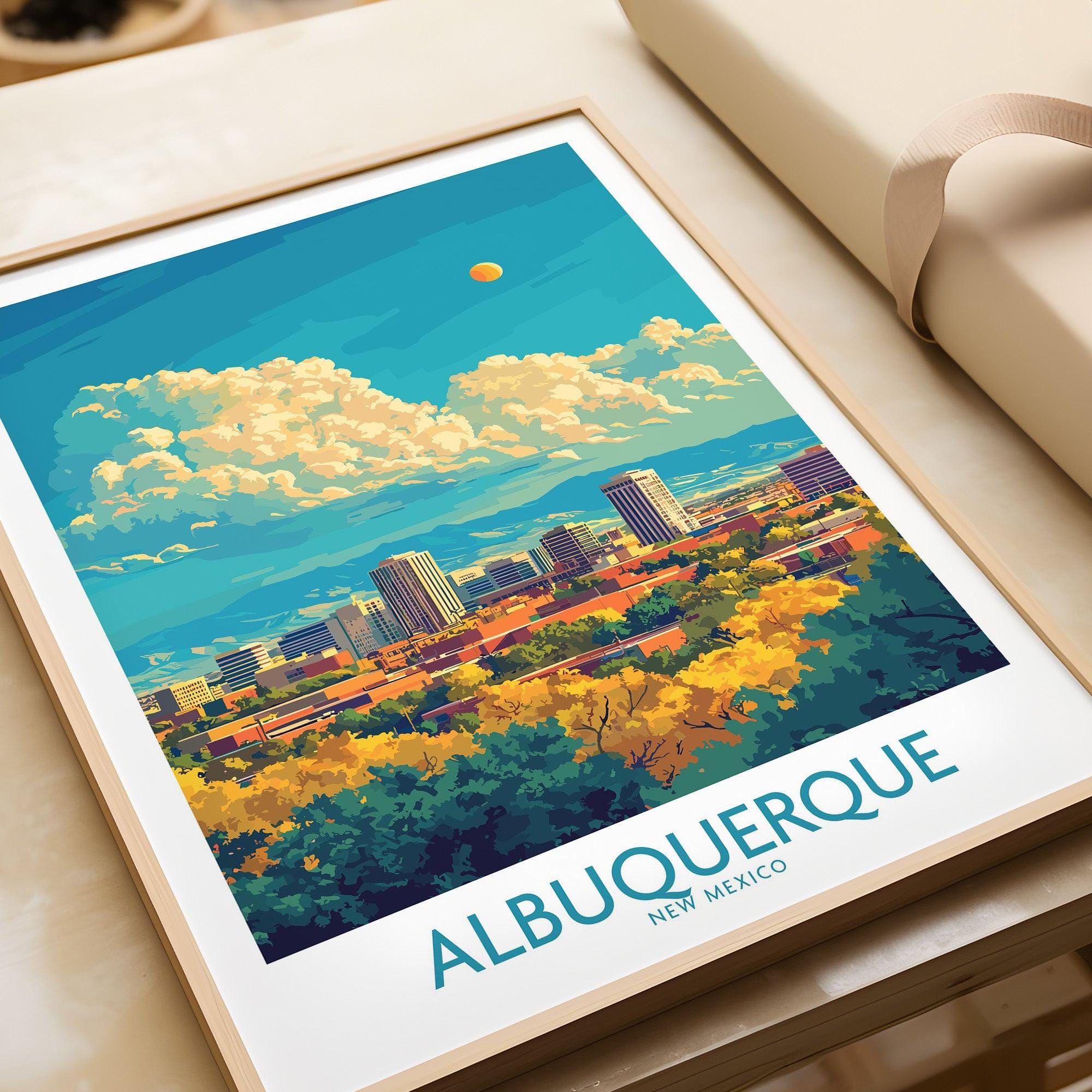 Albuquerque Travel Poster Albuquerque Wall Art Print  Travel Poster Home Decor Albuquerque Artwork Poster Gift Albuquerque Illustration Art