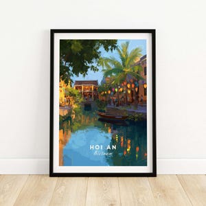 Hoi An Vietnam Night Print - Old Town Lanterns Poster, Vietnamese Wall Art, Travel Decor, Asian Cityscape Illustration, Gift for Travelers