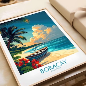 Poster di Boracay, stampa artistica di Boracay, stampa di viaggio / poster di arredamento per la casa, regalo / illustrazione digitale, opera d'arte, spiaggia, Filippine