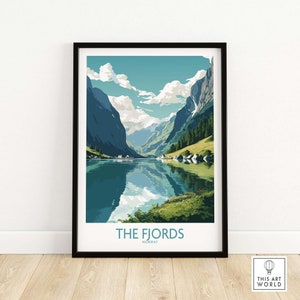 Fjords Wall Art Travel Print | Home Décor Poster Gift | Digital Illustration Artwork