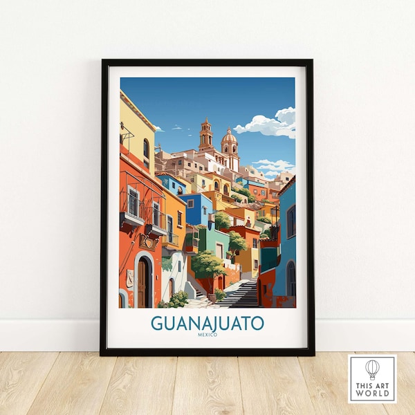 Guanajuato Mexico Art Print Travel Poster | Home Décor Poster Gift | Digital Illustration Artwork | Birthday Present