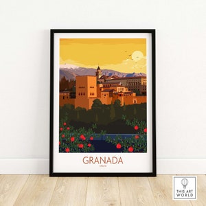 Granada Poster Print | Spain Travel Poster | Home Decor | Framed & Unframed Gift Idea