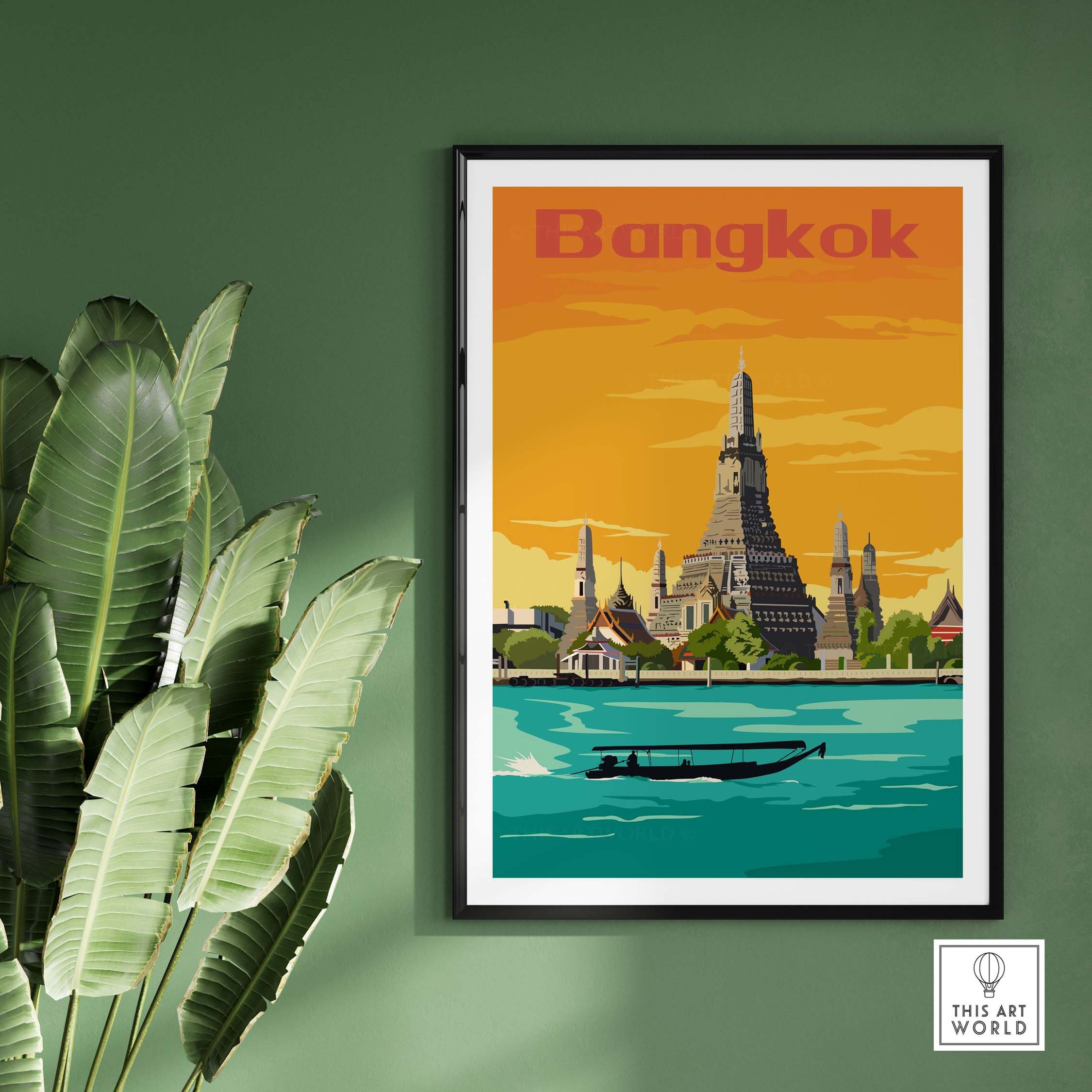 Poster Bangkok & Vintage Wall Art Gift Bangkok Print Denmark Thailand Travel Unframed - Bangkok Artwork Framed Etsy