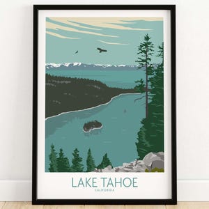 Lake Tahoe Print | Lake Tahoe Vintage Poster | Lake Tahoe Wall Art | Lake Tahoe National Forrest | Lake Tahoe Gift