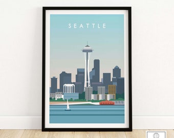 Seattle Print Wall Art Poster | Minimalist Travel Poster | Seattle Skyline | Seattle Gift Idea