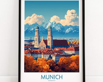 Munich Travel Poster Birthday Present Munich Wedding Anniversary gift