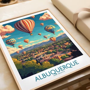Albuquerque Hot Air Balloon Art Print | Sandia Mountains Landscape | New Mexico Poster Print