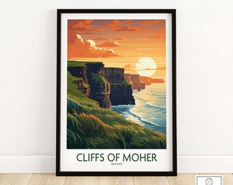 Cliffs of Moher Poster | Ireland Travel Poster | Birthday present | Wedding anniversary gift | Art Print