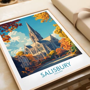 Salisbury Travel Poster Salisbury Wall Art Print Salisbury Poster Wall Decor Illustration Salisbury Art Gift