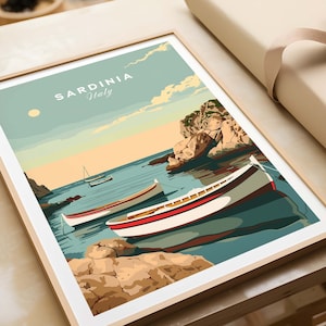 Sardinia Poster Italy Travel Poster Sardinia Artwork Poster Gift Italy Home Decor Sardinia Illustration Art Lover Italy Print