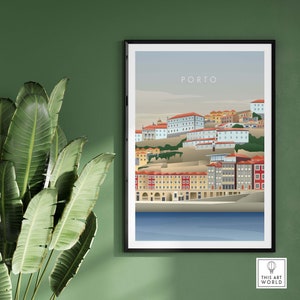 May include: A colorful illustration of the city of Porto, Portugal, with the word "PORTO" in white text at the top of the image. The illustration shows a cityscape with buildings, a river, and a bridge.
