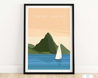 Saint Lucia Wall Art Print | Saint Lucia Caribbean Island Travel Poster | St Lucia Print