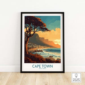 Cape Town Poster Wall Art Print, South African Cityscape Decor, Modern Travel Map Gift, Minimalist Home or Office Artwork