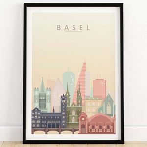 Basel Skyline Poster Print | Basel Wall Art | Basel Home Wall Decor | Basel Cityscape Housewarming Gift