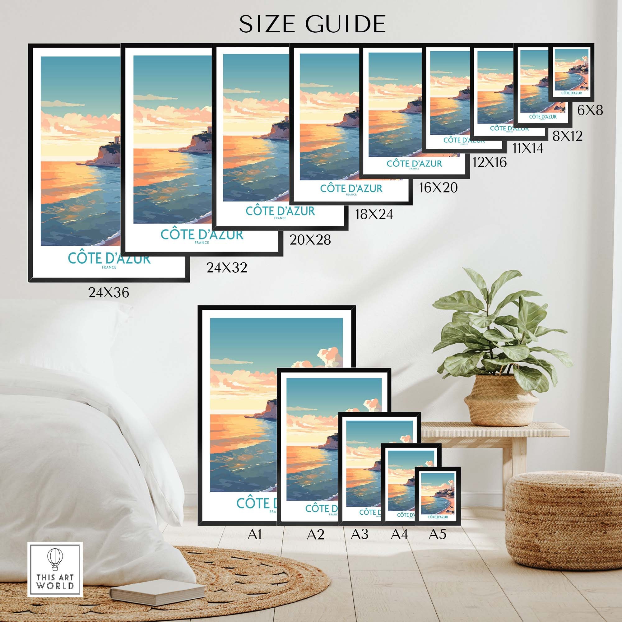 Cote D'azur Wall Art Travel Print | Home Décor Poster Gift