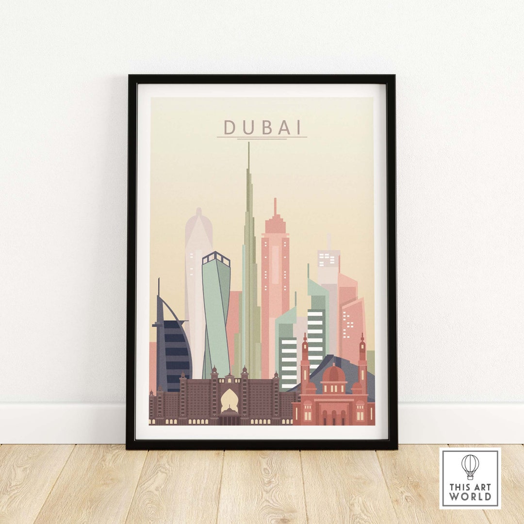 Dubai Wall Art City Skyline Print Dubai Poster Cityscape Home Decor