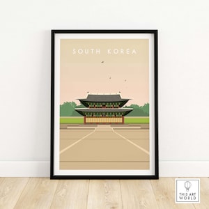 South Korea Poster Print | Korean Wall Art | Asia Travel Poster | Home Decor | Framed & Unframed Seoul Gift Idea