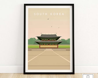 South Korea Poster Print | Korean Wall Art | Asia Travel Poster | Home Decor | Framed & Unframed Seoul Gift Idea