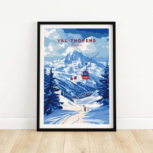 Val Thorens Winter Sports Poster Ski Art Print of the French Alps Adventure Wall Decor