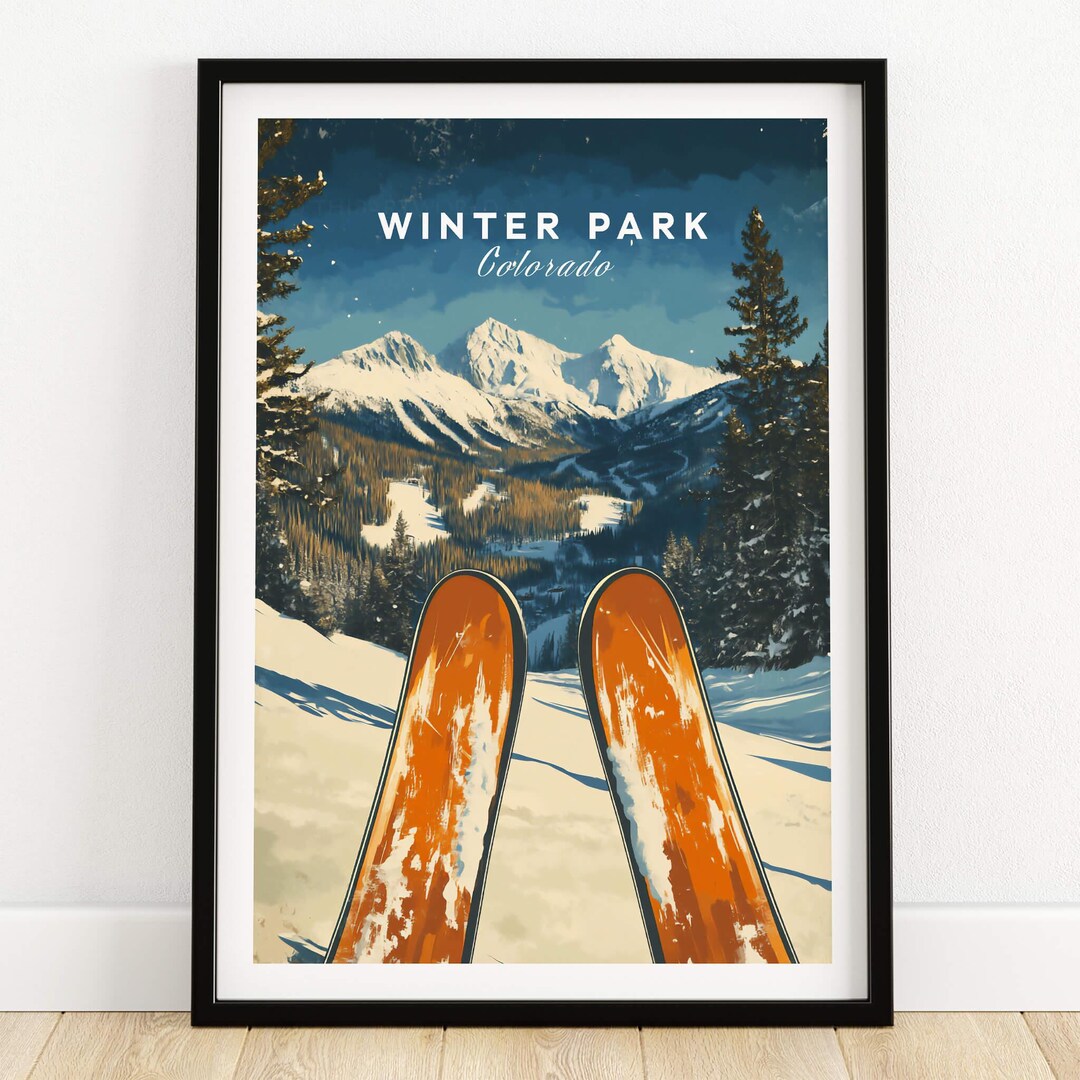 Winter Park Ski Poster - Colorado Gift Art Lovers Ski Print Winter