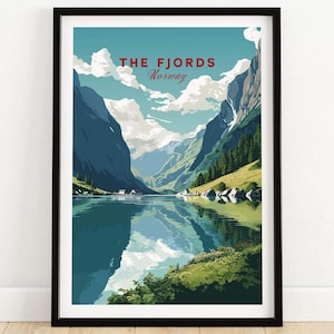Reisposter Noorse fjorden | Verjaardagscadeau | Huwelijksverjaardagscadeau