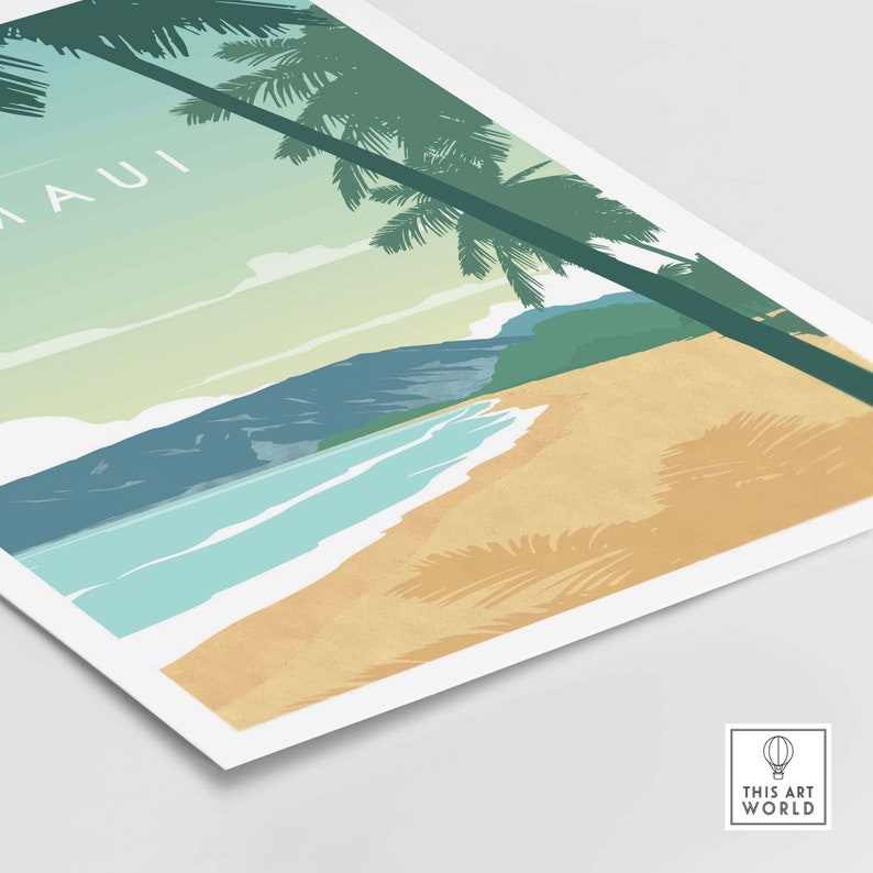 Maui Print Hawaii Wall Art Travel Poster Maui Beach Art Etsy