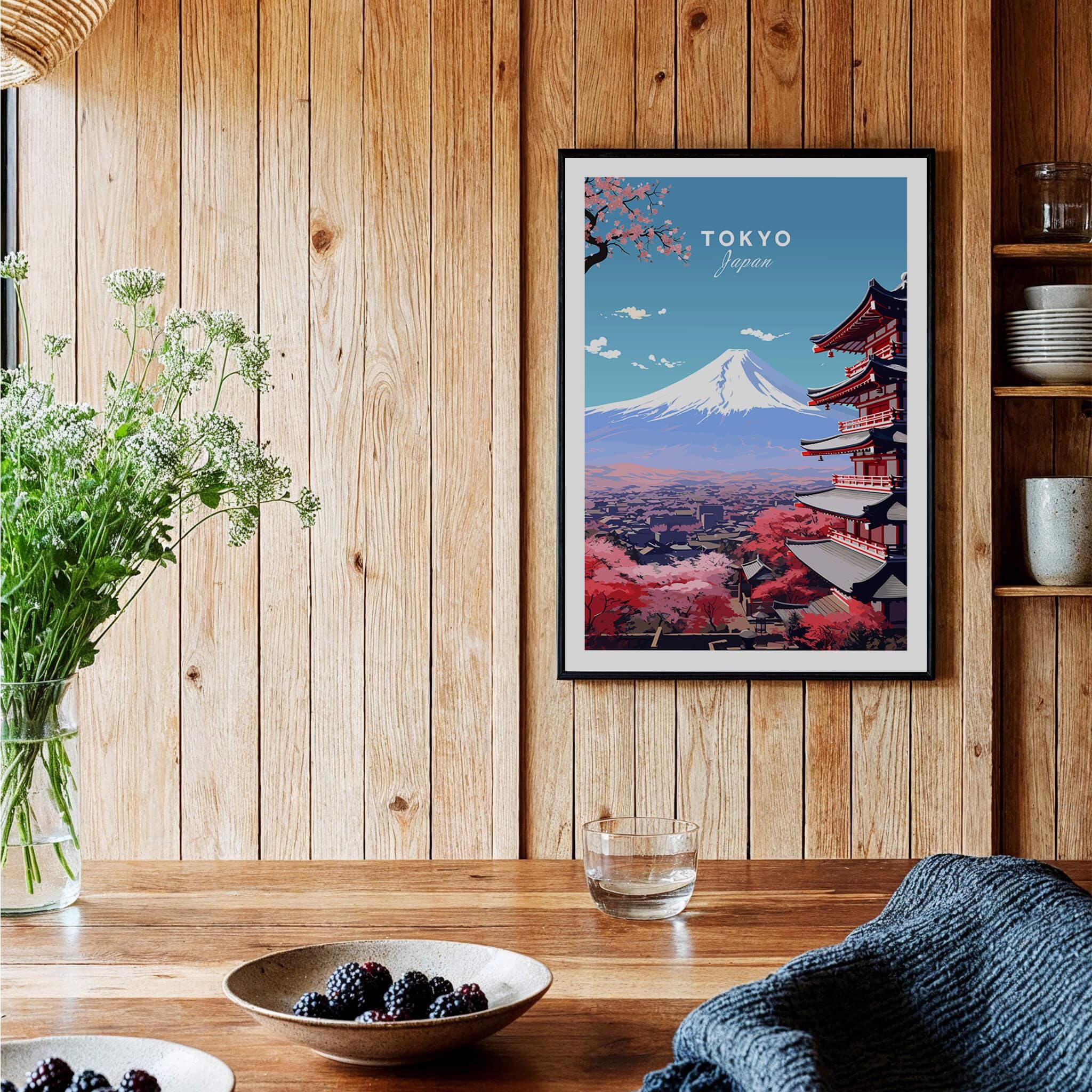 Tokyo Travel Poster: Vintage Style Japanese Wall Art, Minimalist