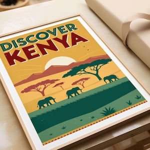 Kenya Travel Print Wall Art Kenya Poster Artwork Travel Home Decor Gift Art Lovers Illustration Poster