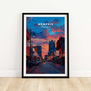 Memphis Tennessee Travel Poster Print, Vintage City Wall Art for Home Decor, Retro Memphis Skyline Illustration Gift