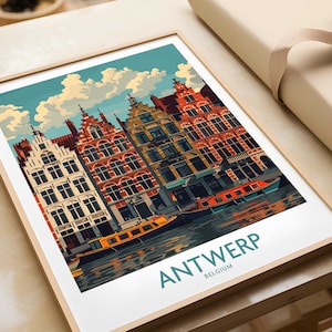 Antwerp Travel Poster Belgium Print Antwerp Wall Art Gift Belgium Art Lovers Home Decor