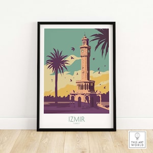 Travel Poster Izmir Turkey Vintage  Wall Art Framed Wall Decor Large Framed Art Print Artwork Retro Gift Idea