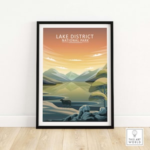 Lake District Poster | National Park Print | UK England Travel Poster | English Countryside Framed & Unframed Wall Art | Home Decor Artwork