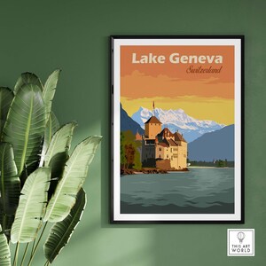 Lake Geneva Poster Switzerland Print Lake Geneva Wall Art - Etsy
