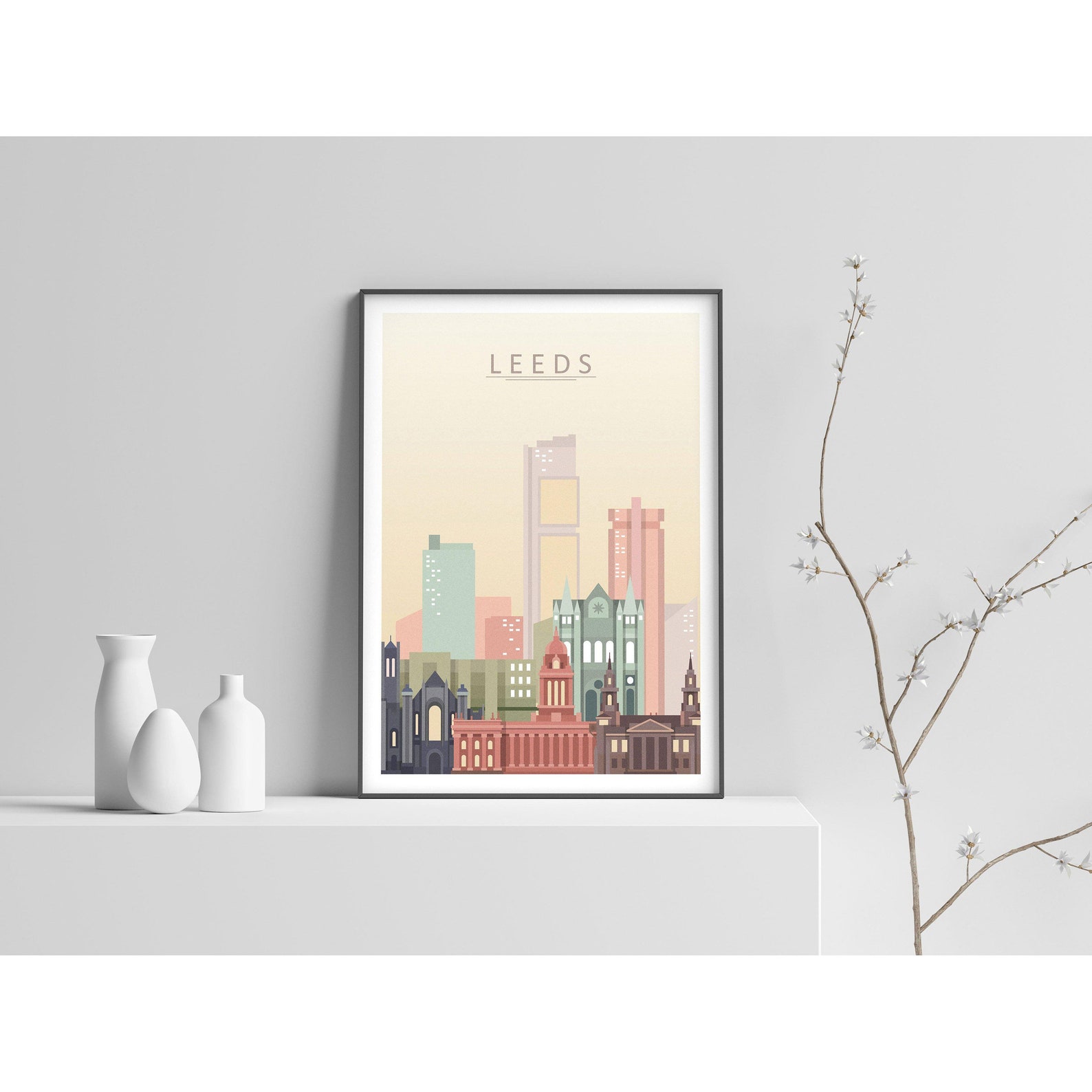Leeds Print Leeds Skyline Wall Art Leeds UK Poster Leeds Etsy