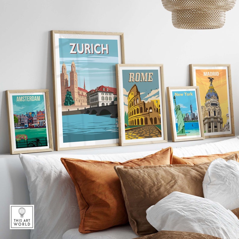 Zurich Switzerland Travel Poster Print | This Art World
