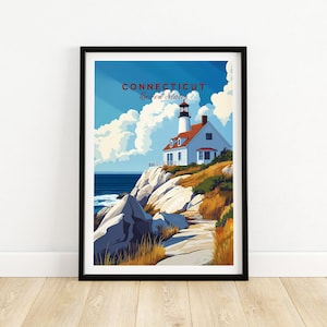 Connecticut Travel Print Connecticut Wall Art Print Connecticut Poster Wall Decor Illustration Connecticut Art Gift