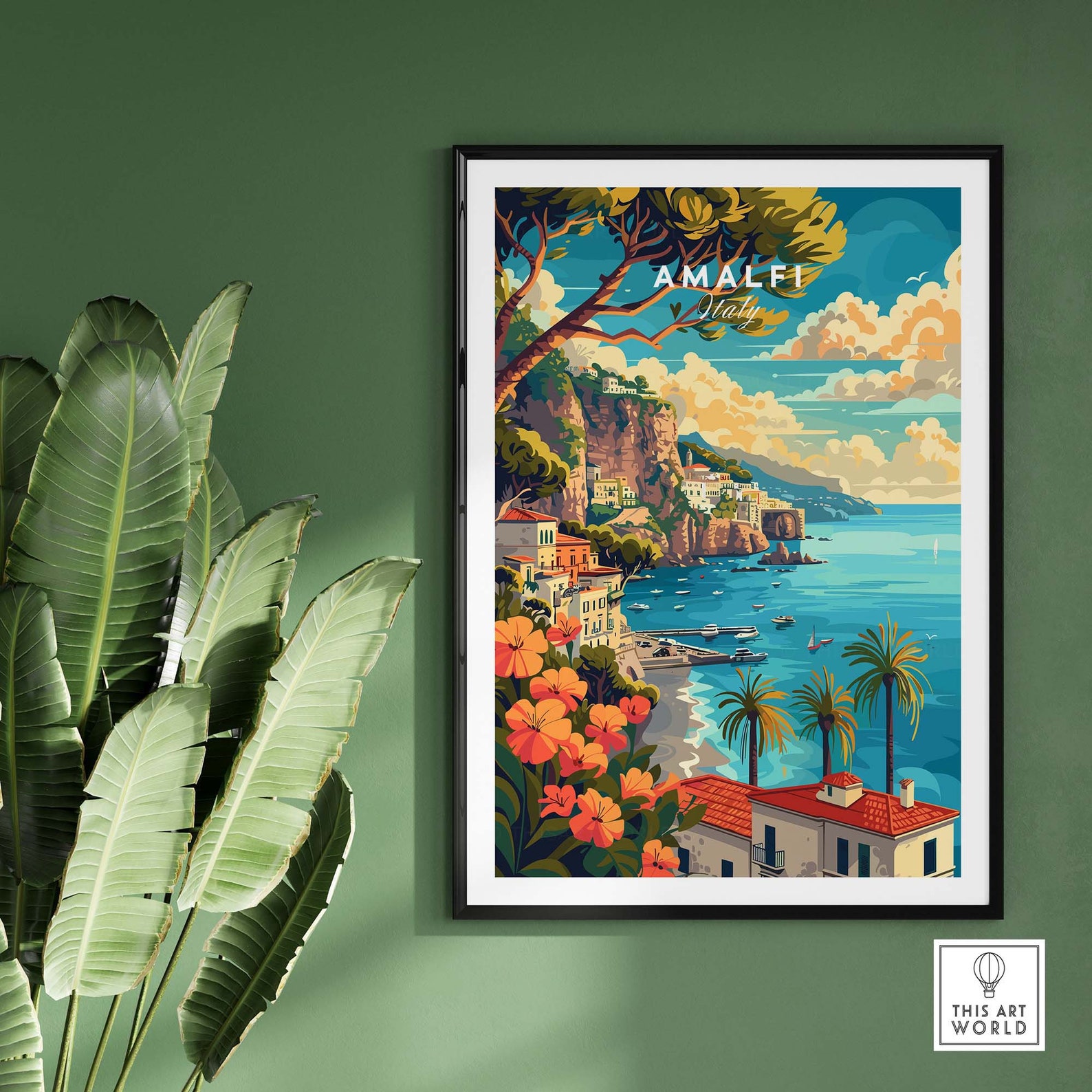 Amalfi Coast Italy Travel Poster Print Amalfi Wall Hanging Home Decor ...