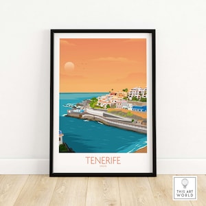Tenerife Wall Art Print, Island Travel Decor, Coastal Wall Decor, Tropical Beach Scene, Vacation Home Gift, Modern Spanish Style