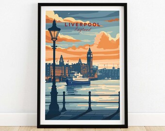 Liverpool muurkunst poster poster Liverpool stad retro print gepersonaliseerde poster