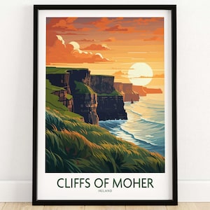 Cliffs of Moher Poster | Ireland Travel Poster | Birthday present | Wedding anniversary gift | Art Print