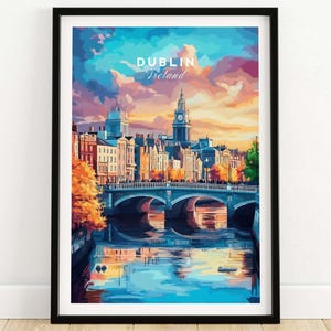 Stampa di Dublino, poster di Dublino, stampa di viaggio, arte murale, arredamento per la casa di Dublino, regalo di Dublino, amanti dell&#39;arte, Irlanda, regalo per amanti dell&#39;arte, stampa artistica