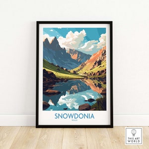 Snowdonia Poster National Park Wall Art Print Travel Print | Home Décor Poster Gift | Digital Illustration Artwork | Birthday Present